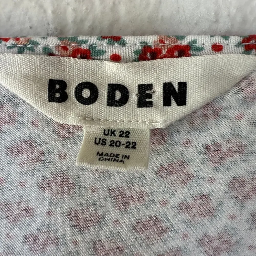 Boden Floral Ruched V-Neck Blouse Size US 20/22 UK 22